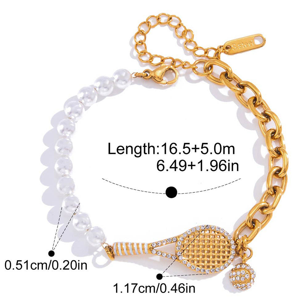 Gold Geometric Bracelet – Zircon Accents