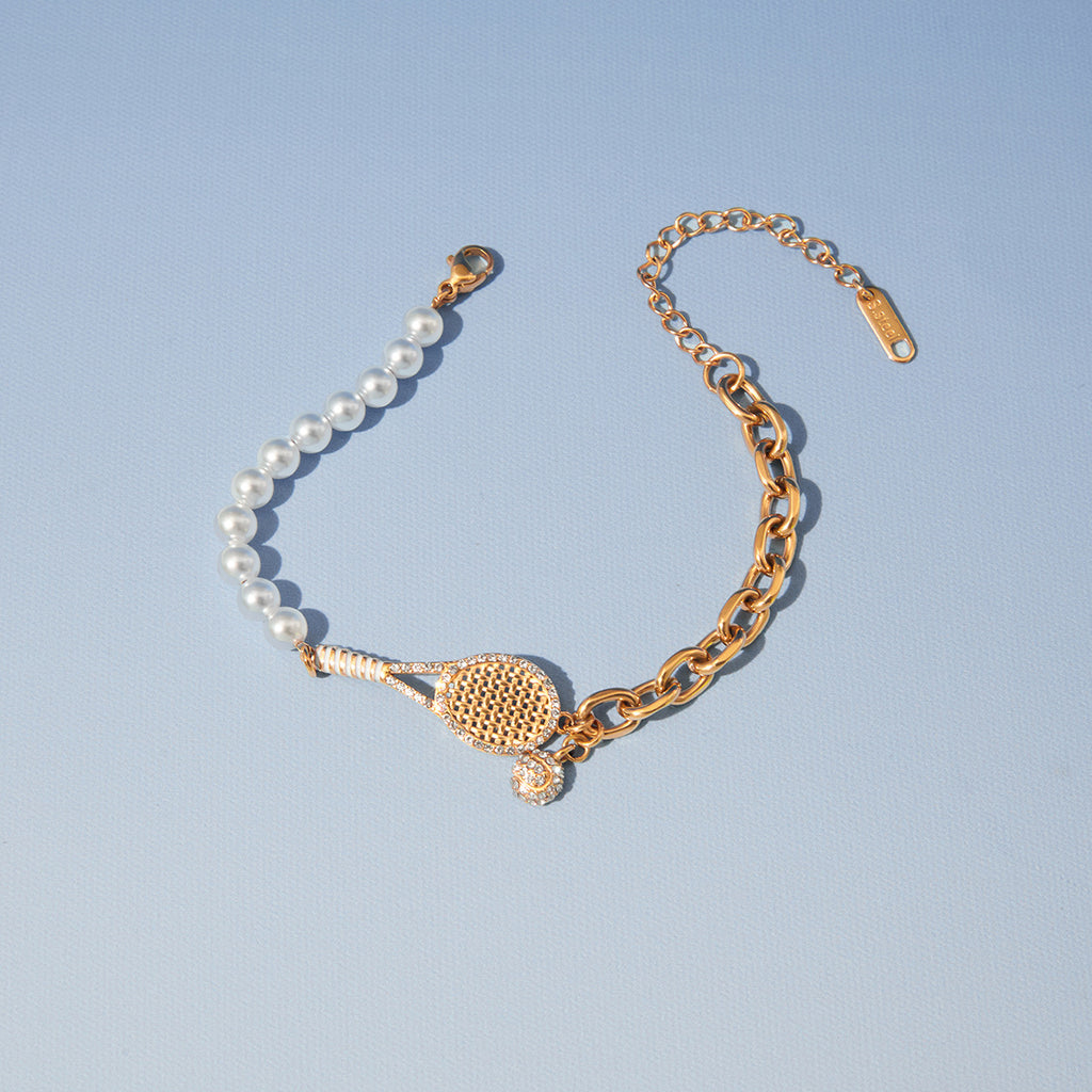 Gold Geometric Bracelet – Zircon Accents