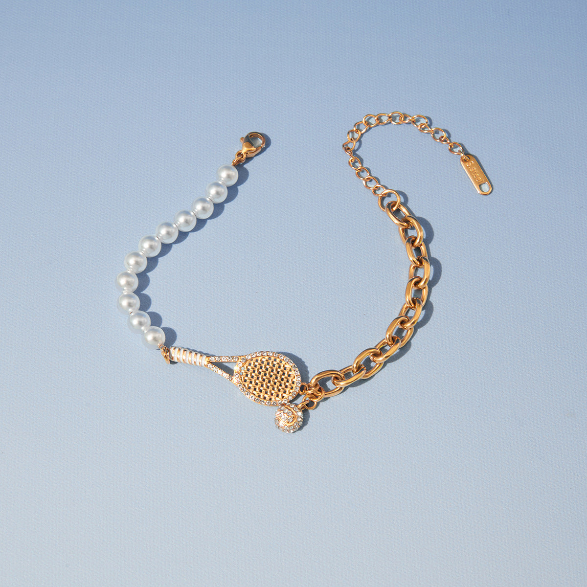 Gold Geometric Bracelet – Zircon Accents