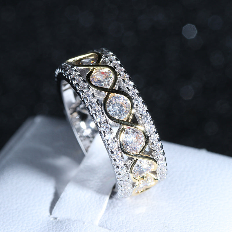 Two-Tone Wave Ring – Pavé Zircon
