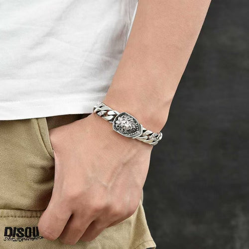 Lion Cuban Link Bracelet – Antiqued Finish