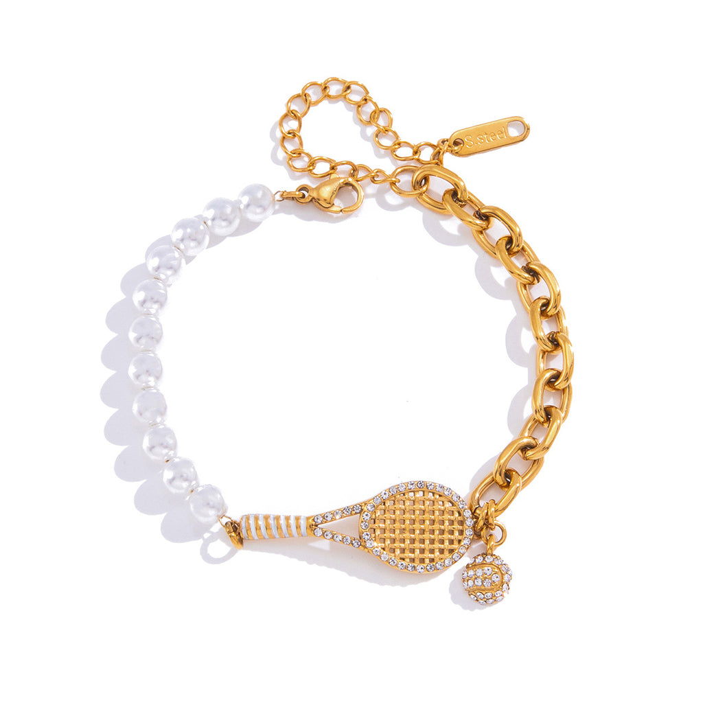 Gold Geometric Bracelet – Zircon Accents