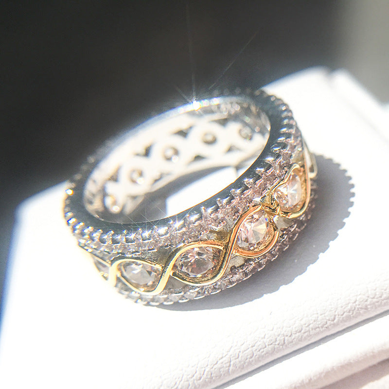 Two-Tone Wave Ring – Pavé Zircon