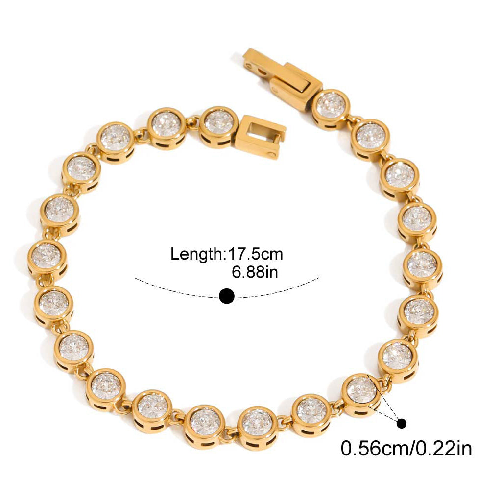 Gold Geometric Bracelet – Zircon Accents