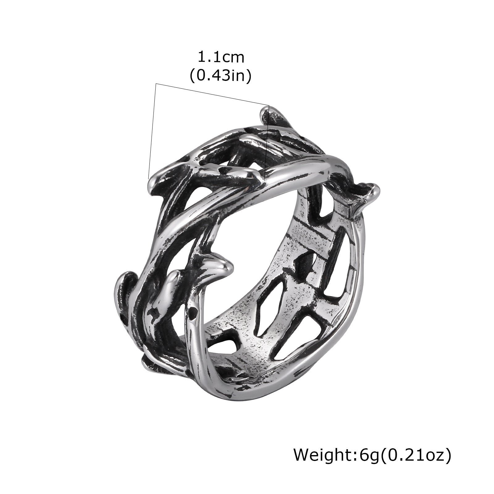 Thorn Band Ring — Antiqued Stainless Steel