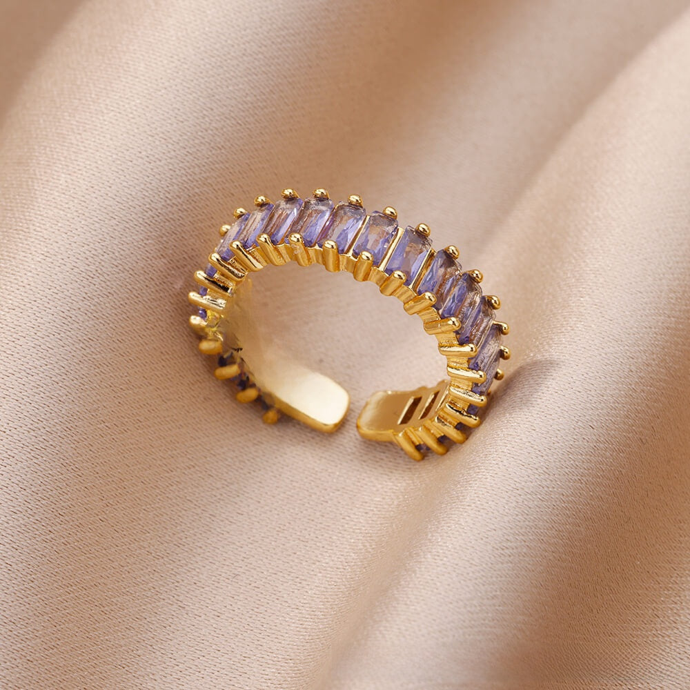 Square Pavé Ring — Adjustable