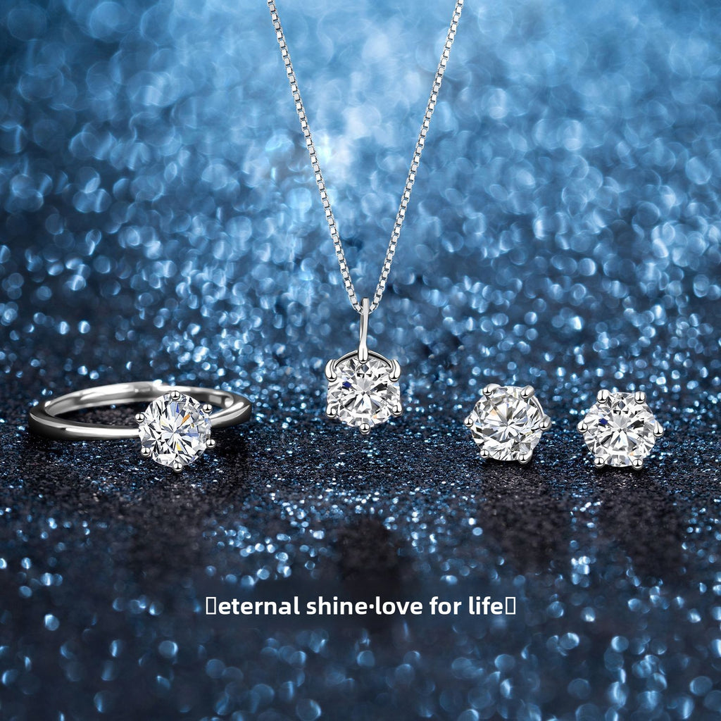S925 Sterling Silver Moissanite Jewelry Set